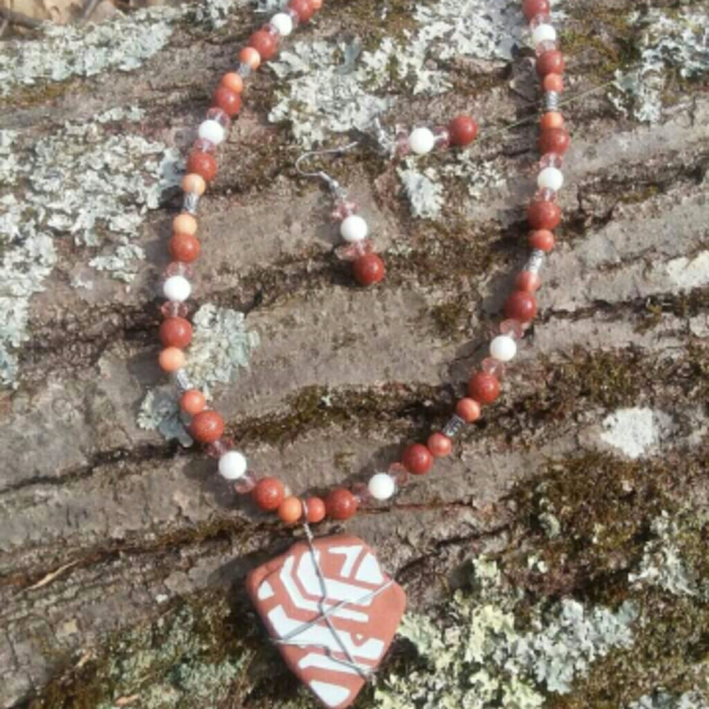 Abstract design necklace & earring set